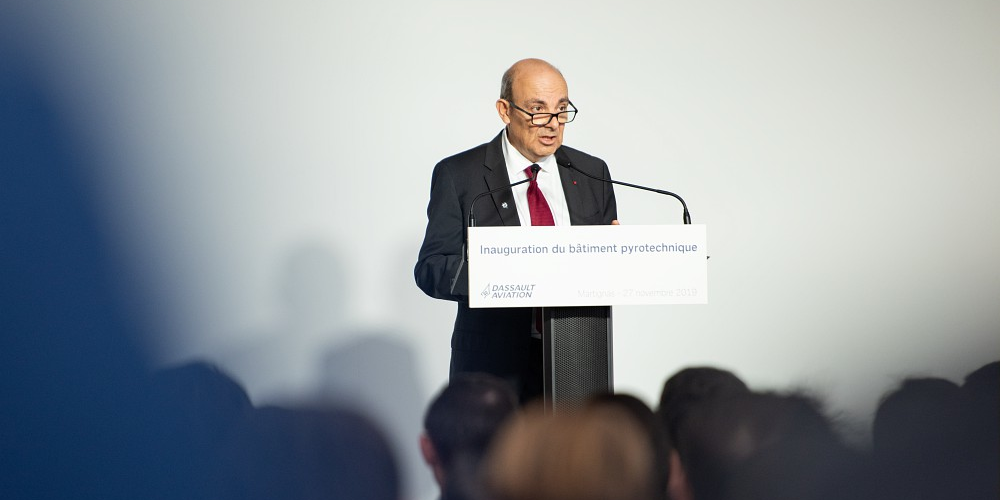 Eric Trappier, PDG de Dassault Aviation, le mercredi 27 novembre pour l'inauguration des nouvelles installations pyrotechniques à Martignas-sur-Jalle.
