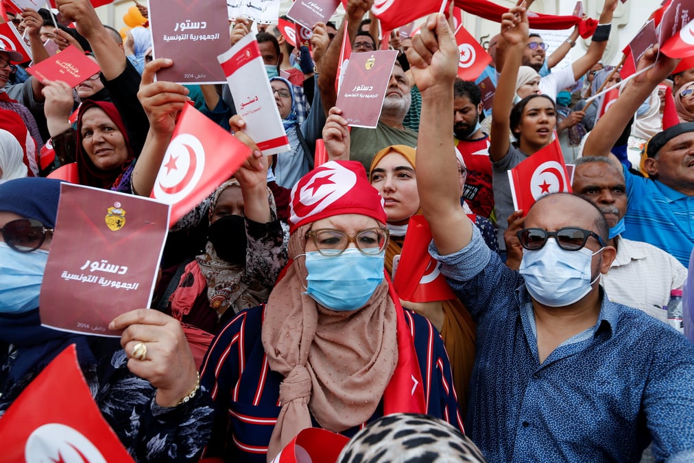 Manifestation a tunis pour demander la demission du president saied
