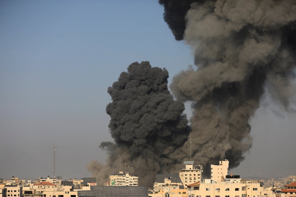 Vue de gaza apres une frappe israelienne