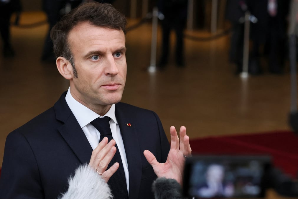 Le president francais emmanuel macron lors du sommet des dirigeants europeens a bruxelles, en belgique