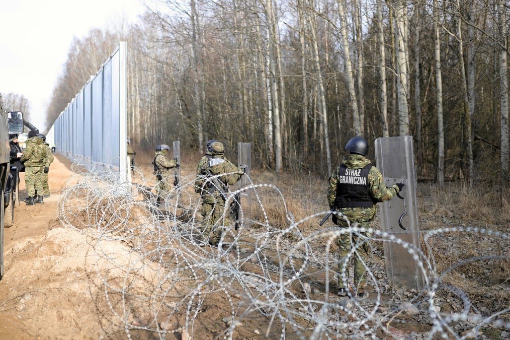 La frontière entre la Pologne et la Biélorussie.
