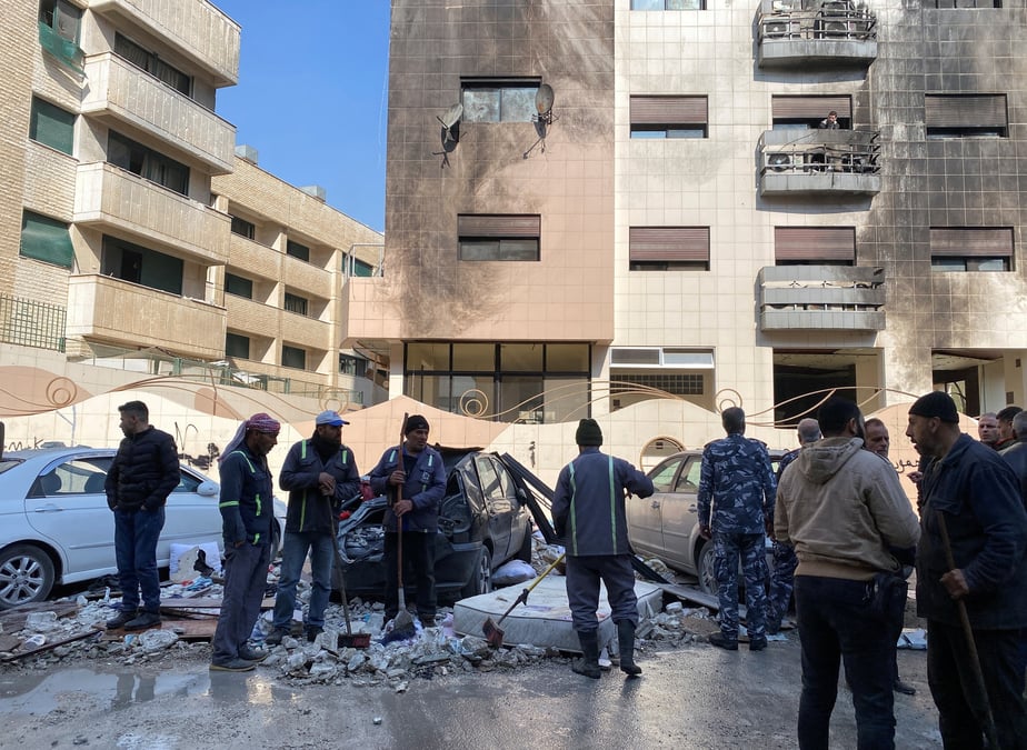 Un batiment endommage dans le quartier de kafr sousa
