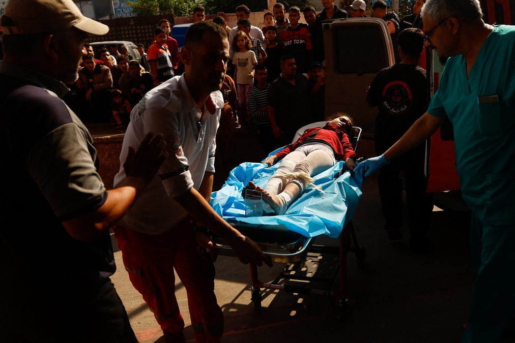 Aftermath of an israeli strike, in khan younis in the southern gaza strip