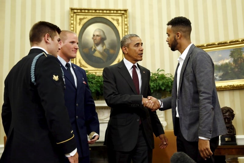 Les trois americains du thalys recus par barack obama