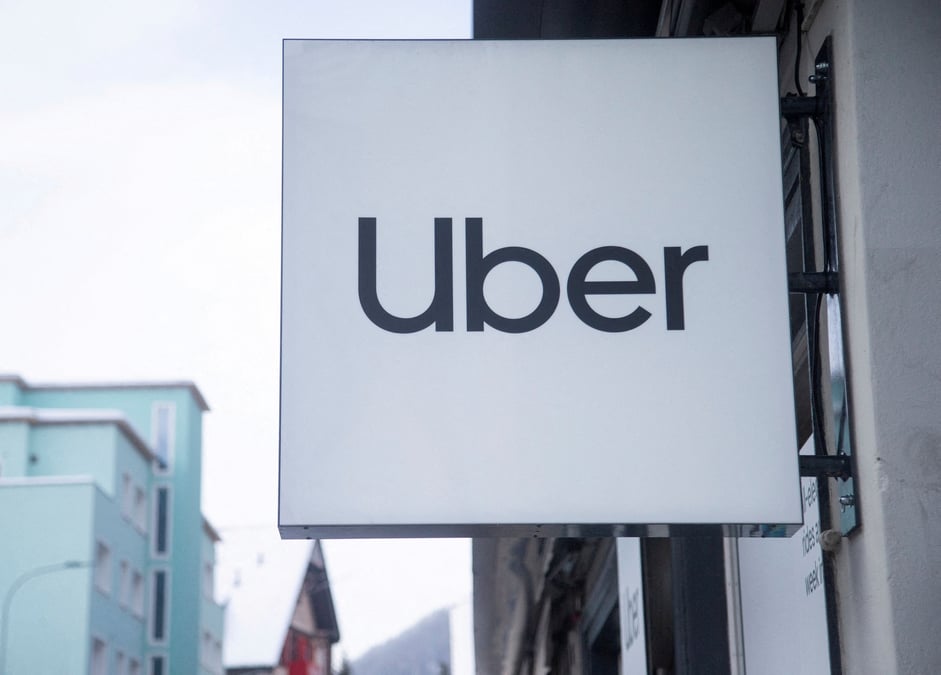 Le logo d'uber lors du forum economique mondial de davos