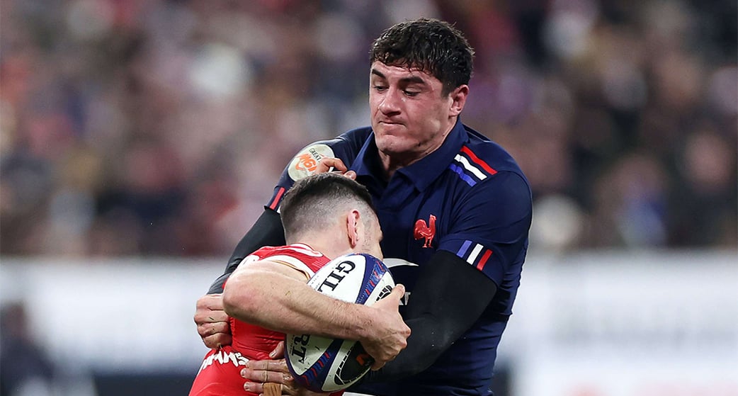 Paul Boudehent, vendredi soir sur la pelouse du Stade de France lors du premier match du Tournoi des Six Nations 2025 face au pays de Galles.