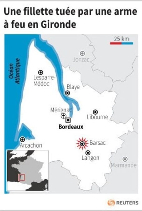 Une fillette tuee par une arme a feu en gironde
