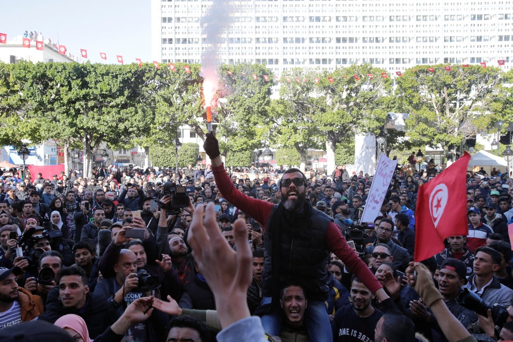 Manifestations contre l'austerite sous haute surveillance a tunis