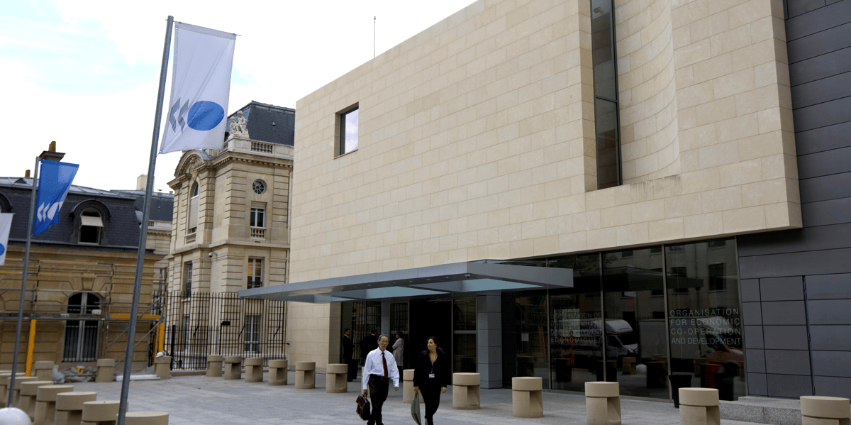 Photo d'archives du siege de l'organisation de cooperation et de developpement economiques (ocde) a paris, en france