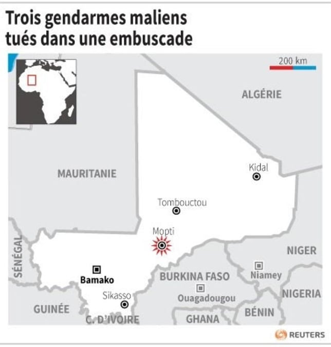 Trois gendarmes maliens tues pres de mokti