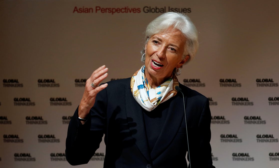 Lagarde optimiste sur la croissance, redoute le protectionnisme