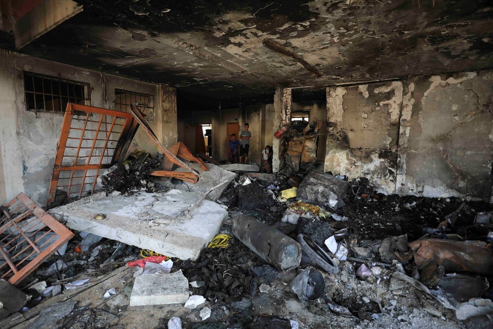 L'ecole abdulfattah hamoud suite a une frappe israelienne, dans la ville de gaza