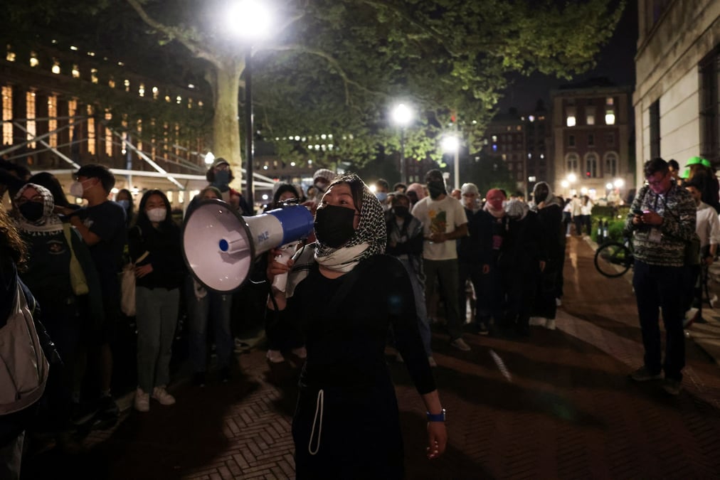 Une manifestation en soutien aux palestiniens, sur le campus de l'universite columbia