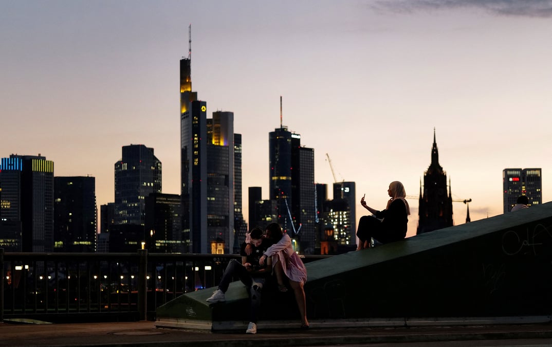 Vue sur le quartier d'affaires de francfort