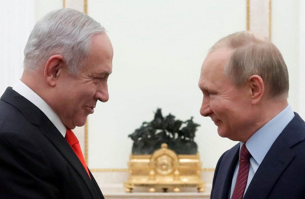 Benjamin netanyahu et vladimir poutine a moscou