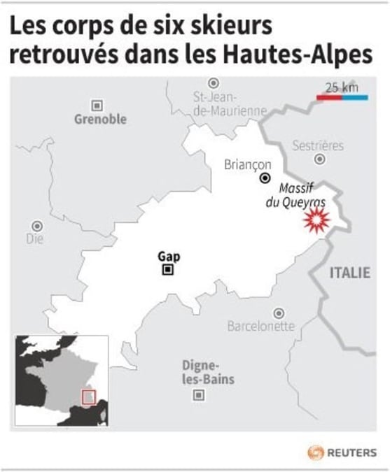 Les corps de six skieurs retrouves dans les hautes-alpes