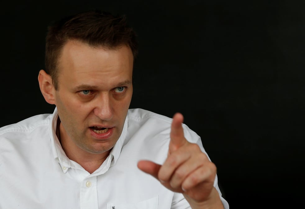 Alexei navalny, leader de l'opposition russe, s'exprime lors d'une interview avec reuters