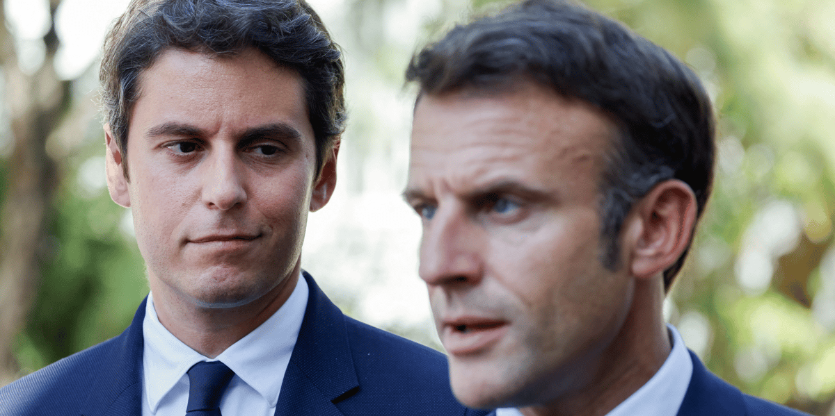 Gabriel attal et emmanuel macron a orange, france