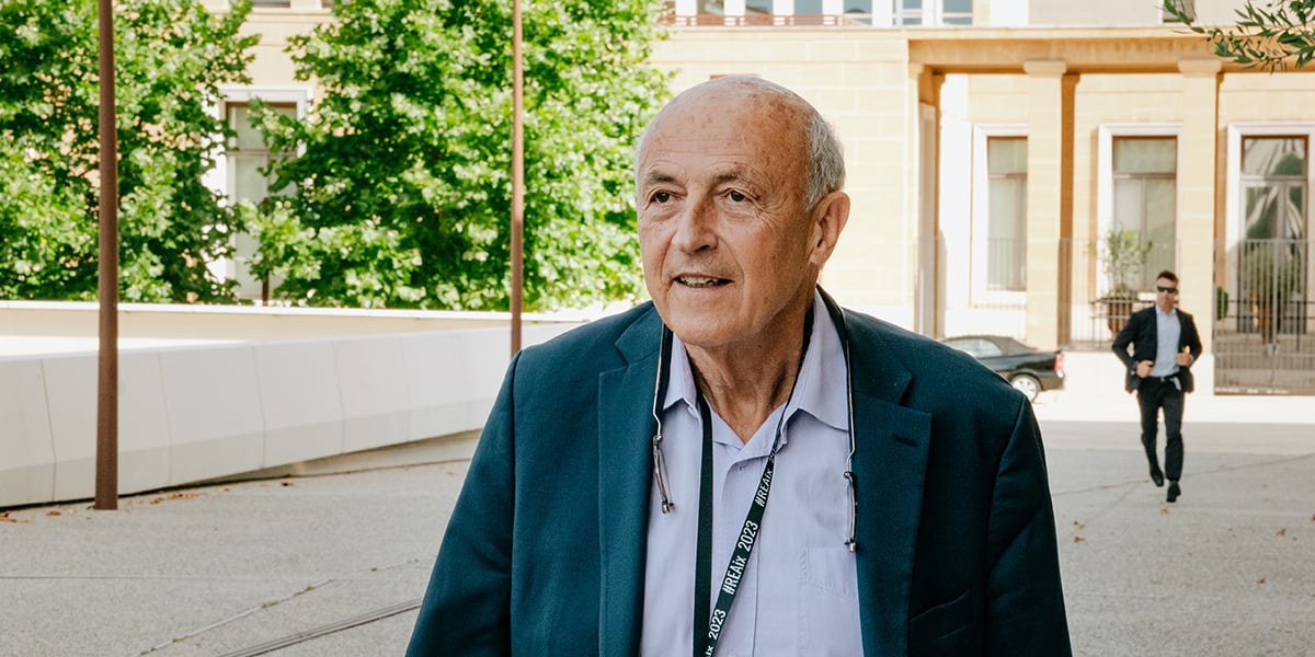 Jean-Herve Lorenzi à la réunion des acteurs économiques de la région Sud durant les Rencontres Economiques, à Aix-en-Provence, le 8 Juillet 2023.
