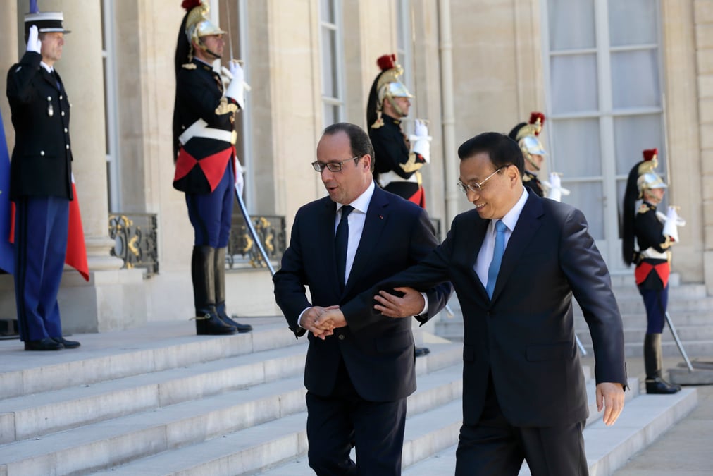 Le premier ministre chinois devoile a l'elysee la contribution de pekin pour le climat