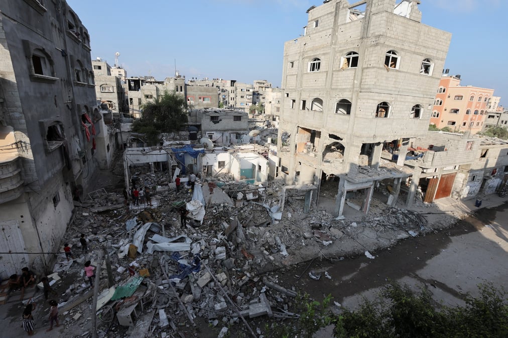 Aftermath of an israeli strike on a house, in maghazi refugee camp in the central gaza strip