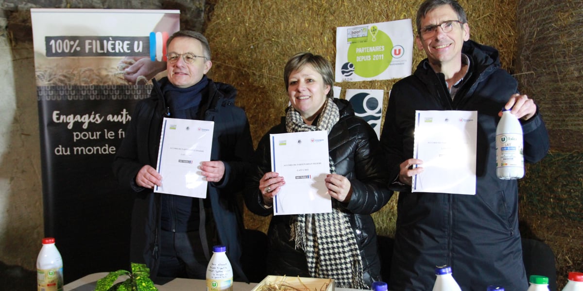 C'est en Vendée qu'a eu lieu ce mercredi 10 janvier le renouvellement du contrat tripartite pour la fourniture du lait biologique vendu à la marque U avec Biolait et la société Laiterie Saint-Denis de l’Hôtel (LSDH).