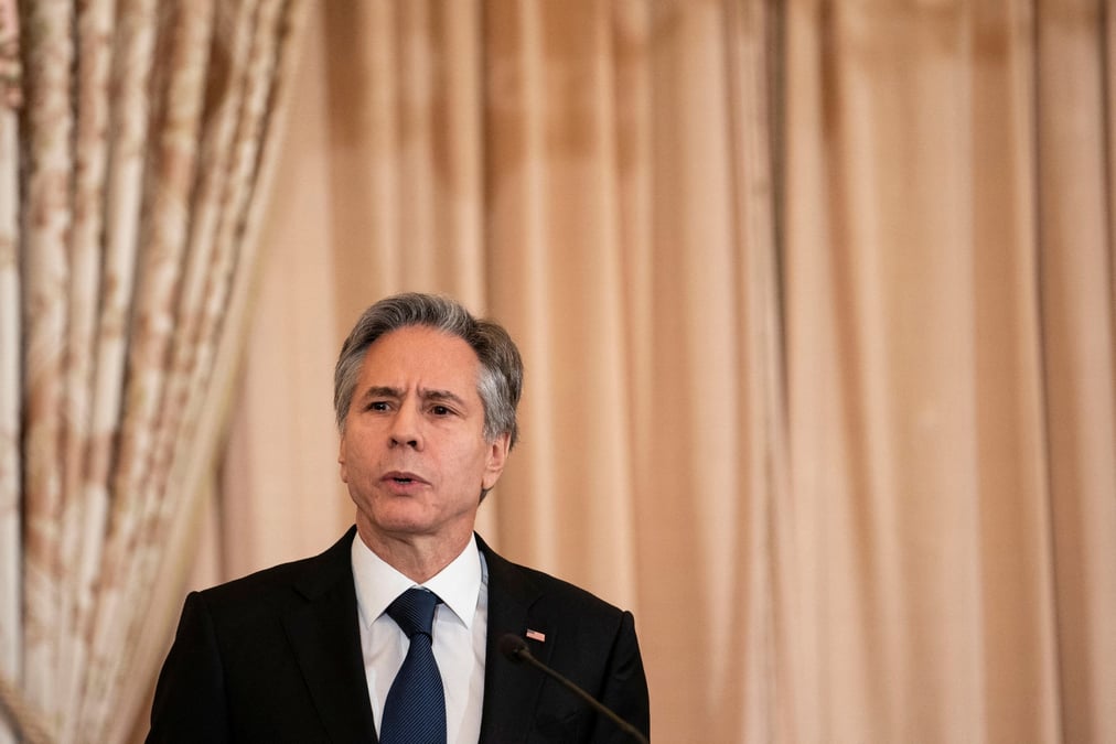 Le secretaire d'etat americain antony blinken s'exprime au departement d'etat a washington