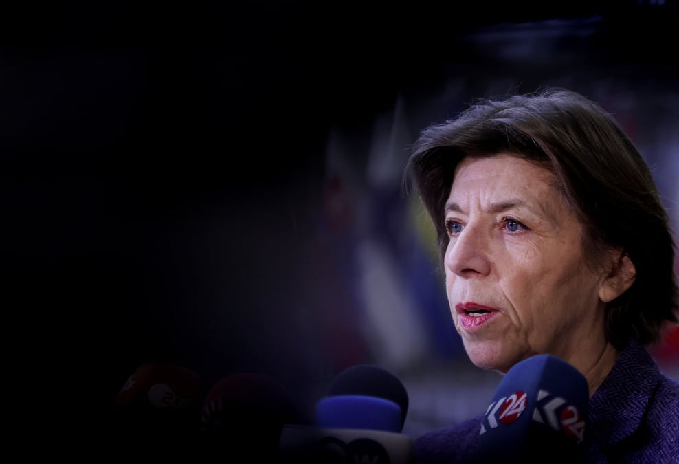 La ministre francaise des affaires etrangeres catherine colonna lors d'une reunion a bruxelles, en belgique