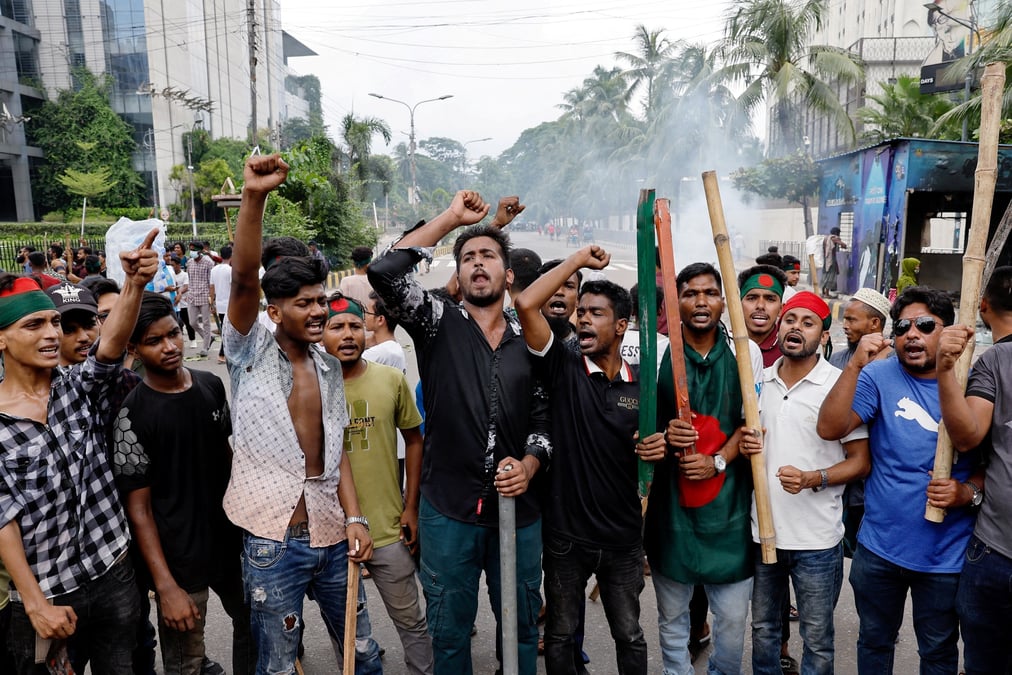 Manifestation contre la premiere ministre sheikh hasina a dhaka