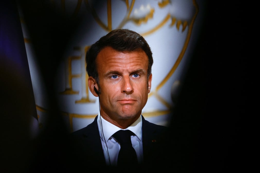 Le president francais emmanuel macron a l'elysee a paris