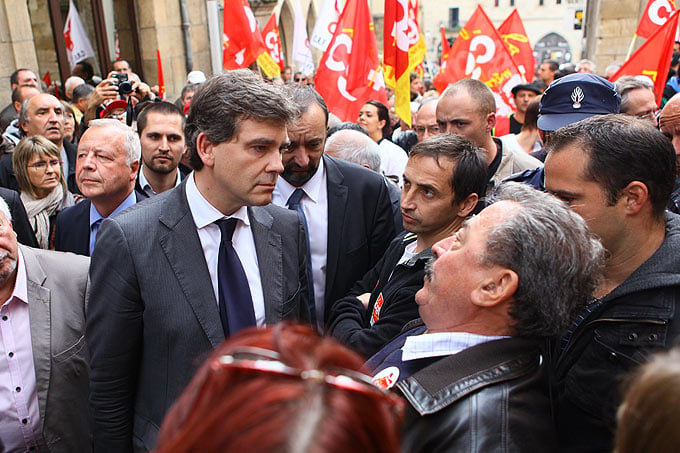 Arnaud Montebourg, ministre du Redressement productif, visite la Mecanic Vallée à Figeac