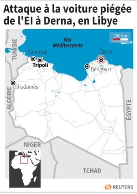 Attaque a la voiture piegee de l'ei a derna, en libye