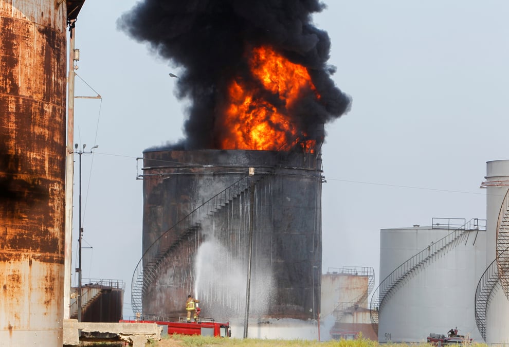 Liban: un reservoir d'essence d'une installation petroliere prend feu