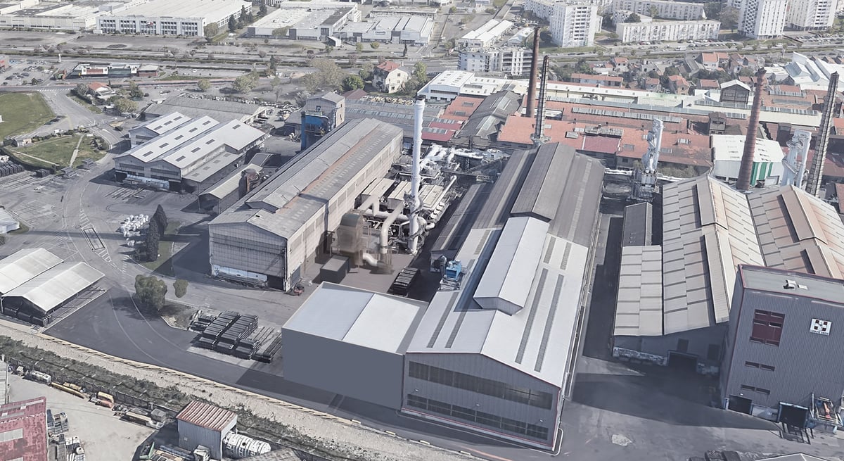 Photomontage du futur récupérateur de chaleur qui sera installé au sein de l'usine Tokai Cobex Savoie, spécialisée dans la fabrication de graphite de synthèse, située à Vénissieux (Rhône).