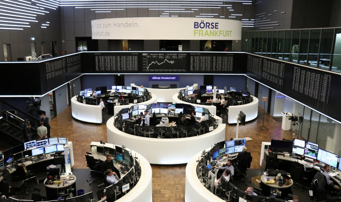 The german share price index dax graph at the stock exchange in frankfurt