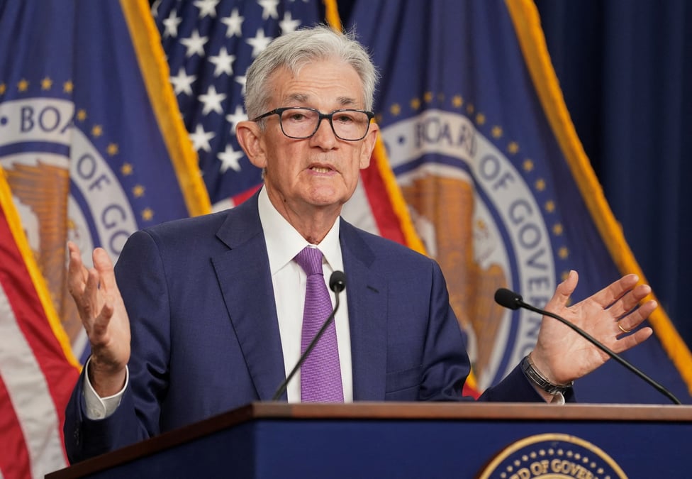 Le president de la fed, m. powell, s'exprime lors d'une conference de presse a washington
