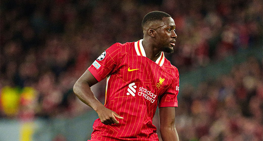 Ibrahima Konaté
en octobre sur la
pelouse d’Anfield
Road, à Liverpool.