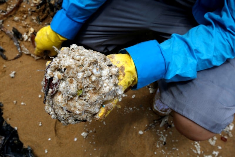 Pollution a l'huile de palme dans les eaux de hong kong