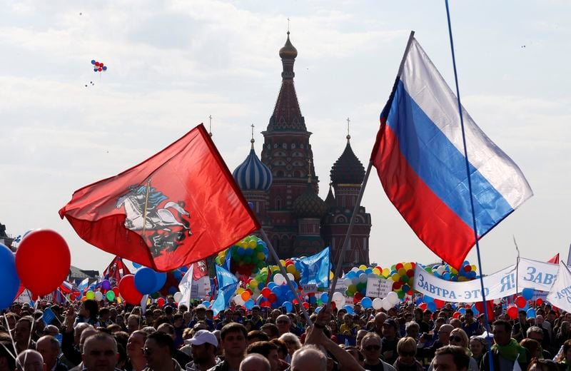 Premier défilé du 1er-Mai sur la place Rouge à Moscou depuis 1991