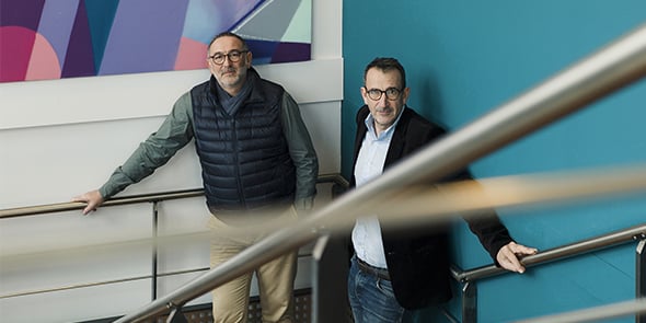 Pascal Hebrard et Pierre Niergue cofondateurs et dirigeants de l'agence conseil en communication Wonderful, à Montpellier