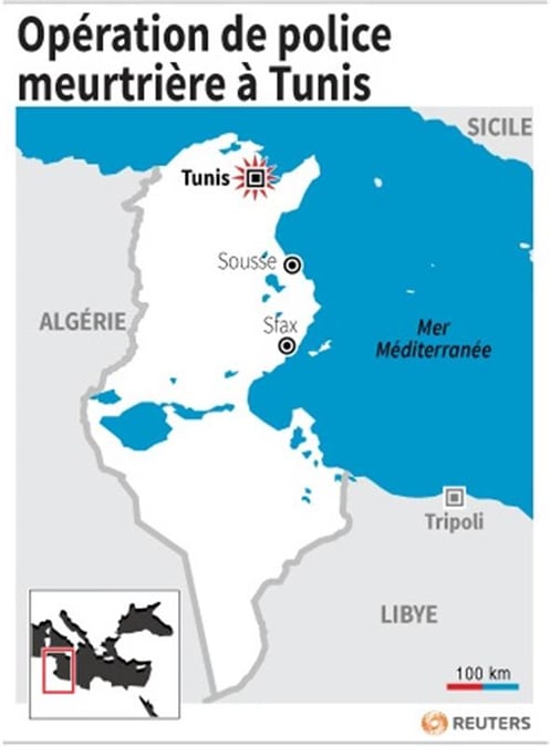 Trois morts lors d'une opération de police près de Tunis