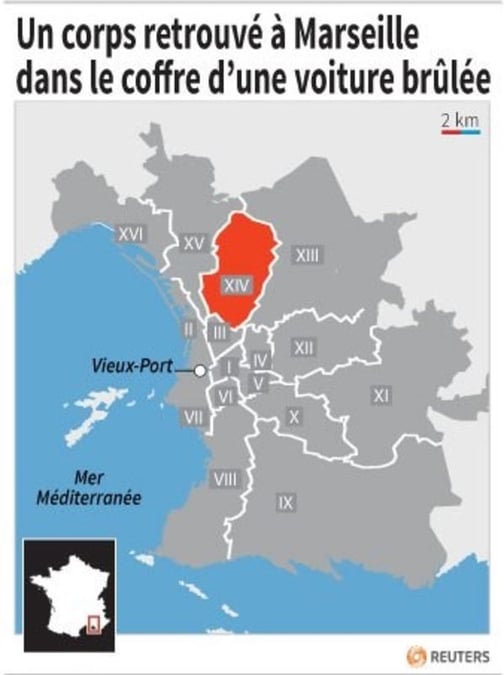 Un corps retrouvé dans une voiture brûlée à Marseille