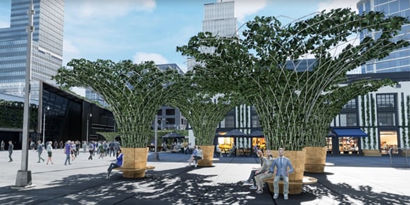 Visuel 3D des canopées urbaines qu'Urban Canoppe va installer à Toulouse