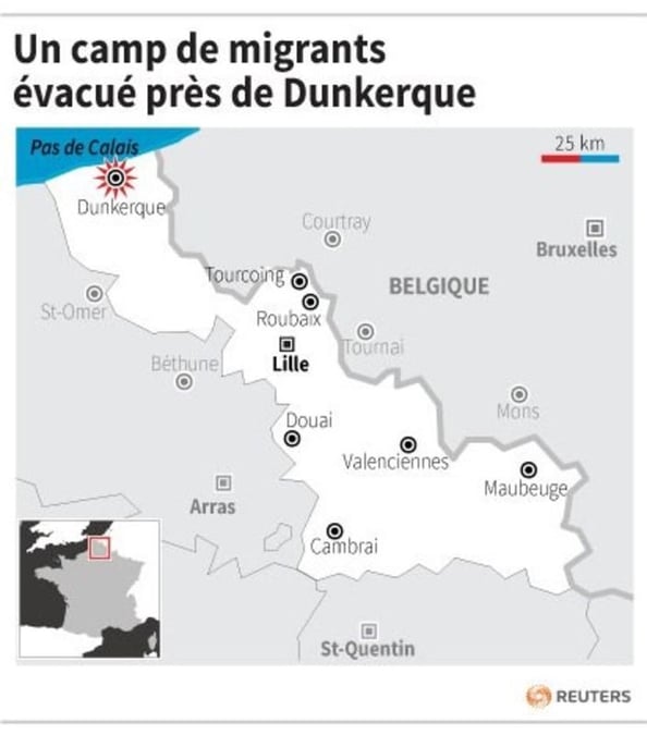 Un camp de migrants evacue pres de dunkerque