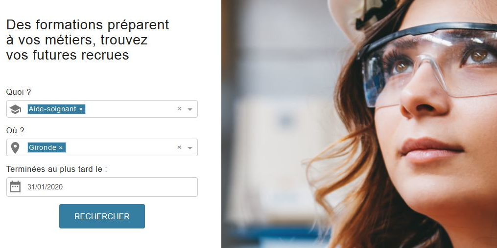 Capture d'écran du site La Bonne compétence pro, développée par Pôle emploi en collaboration avec le Medef Nouvelle-Aquitaine