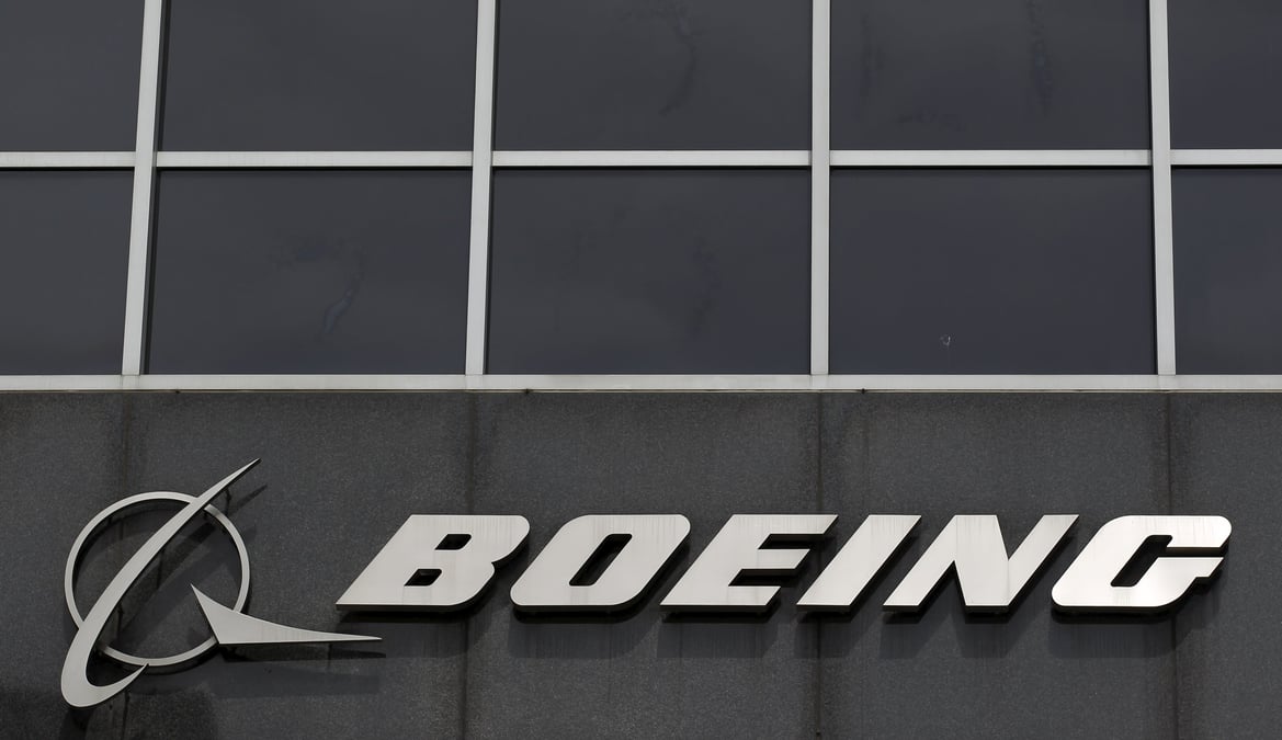 File photo of boeing logo at their headquarters in chicago