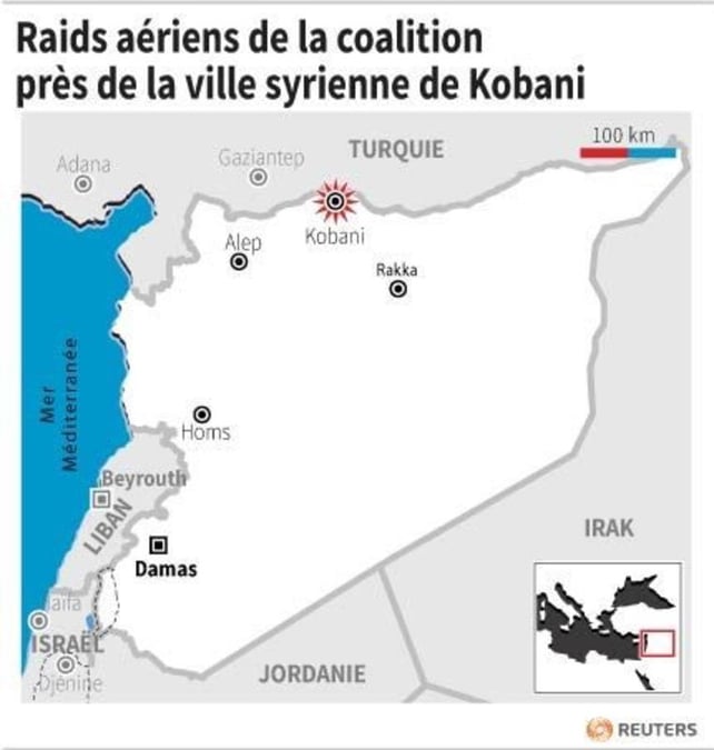 Raids aeriens de la coalition pres de la ville syrienne de kobani