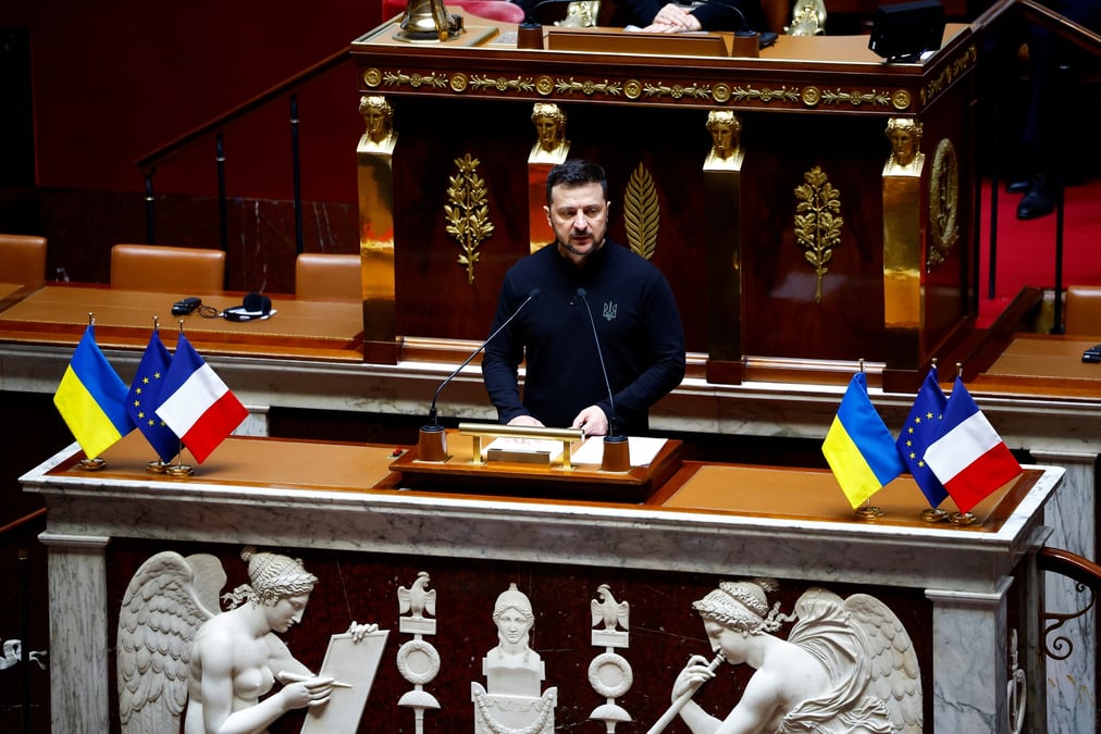 Le president ukrainien zelensky prononce un discours devant l'assemblee nationale francaise