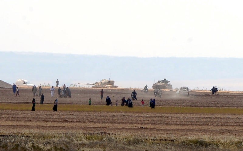 Des chars turcs entrent en syrie a partir de la province de kilis dans le sud du pays