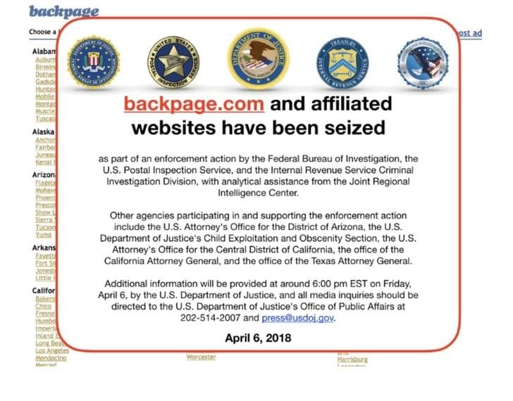 Le premier site d'offres de services sexuels ferme par le fbi